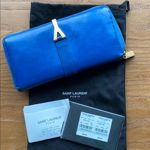 YSL Saint Laurent Large Blue Wallet